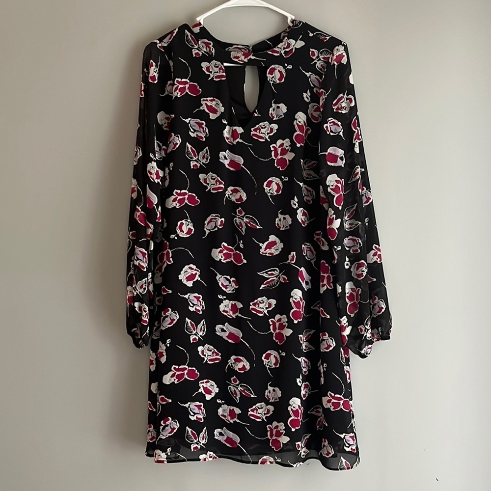 Black and pink floral midi dress Ruff Hewn